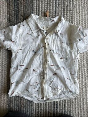 Blue Rooster Collection White Short-Sleeve Seagull Print Button-Down Shirt
